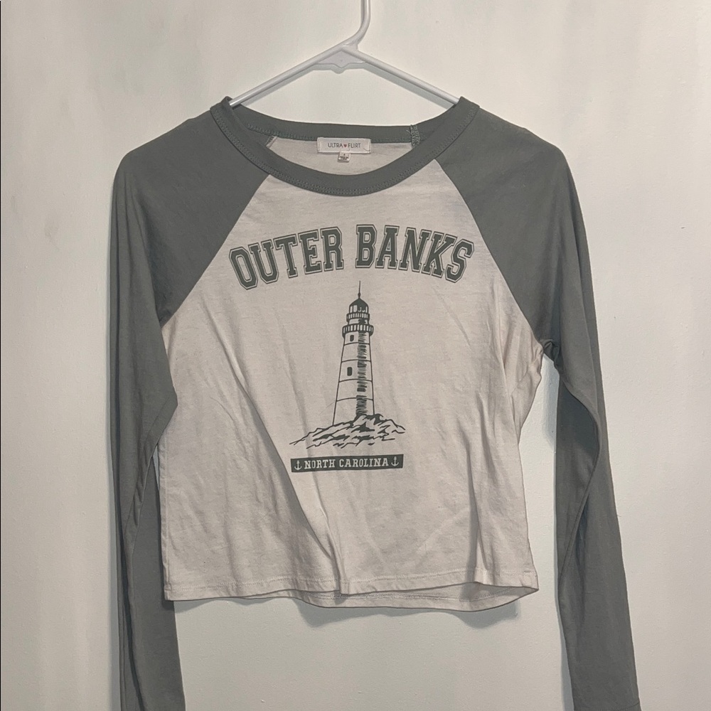 Ultra Flirt Gray and White Long Sleeve Top